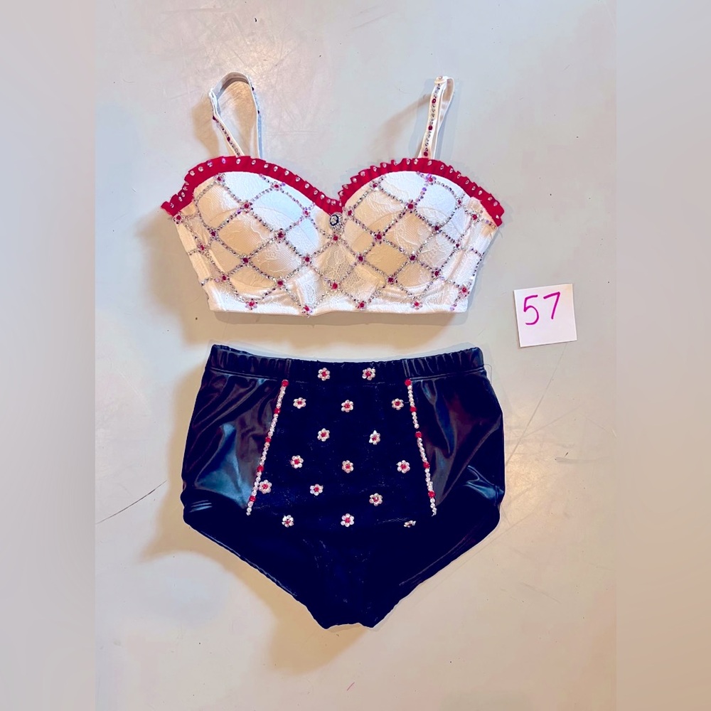 Stunning Semi custom competition dance SOLO JAZZ set All SWAROVSKI adult XS